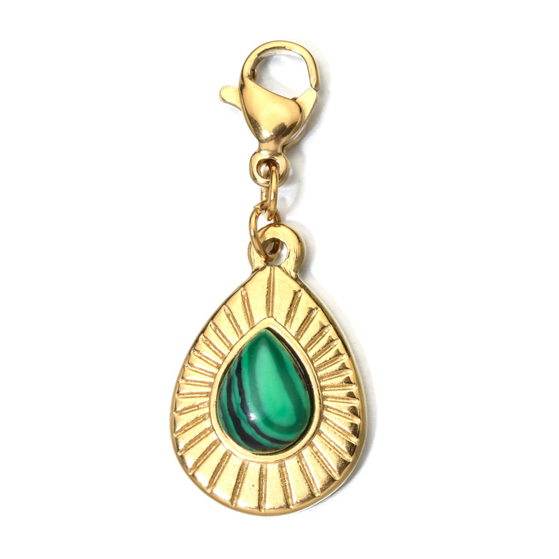 4g Weight Pendant Jewelry Making Type Natural Stone, Malachite, December Birthstone Turquoise Inlay Material 1 Piece Quantity Daily Occasion 304 Stainless Steel Material Water Droplets Pattern 2025 Spring and Summer Season Children Unisex Gender Plating Design Vintage Style, Classic Style Style Wholesale Jewelry Vintage Style Classic Style Water Droplets 304 Stainless Steel Natural Stone Malachite Turquoise Plating 15
