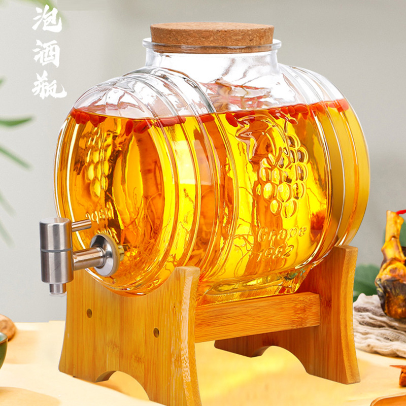 批发家用酒桶玻璃透明酒坛自酿药酒酒罐加厚酿泡酒罐酒壶