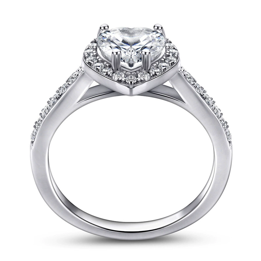 Wedding ring с цирконом в форме сердца, европейский стиль, образец серебро 925, (Physicals), Amazon