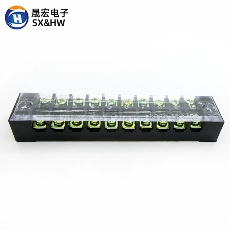 Клеммная колодка проводная TB1510, фиксированная, соединение из железа/меда, ряд 10-пин