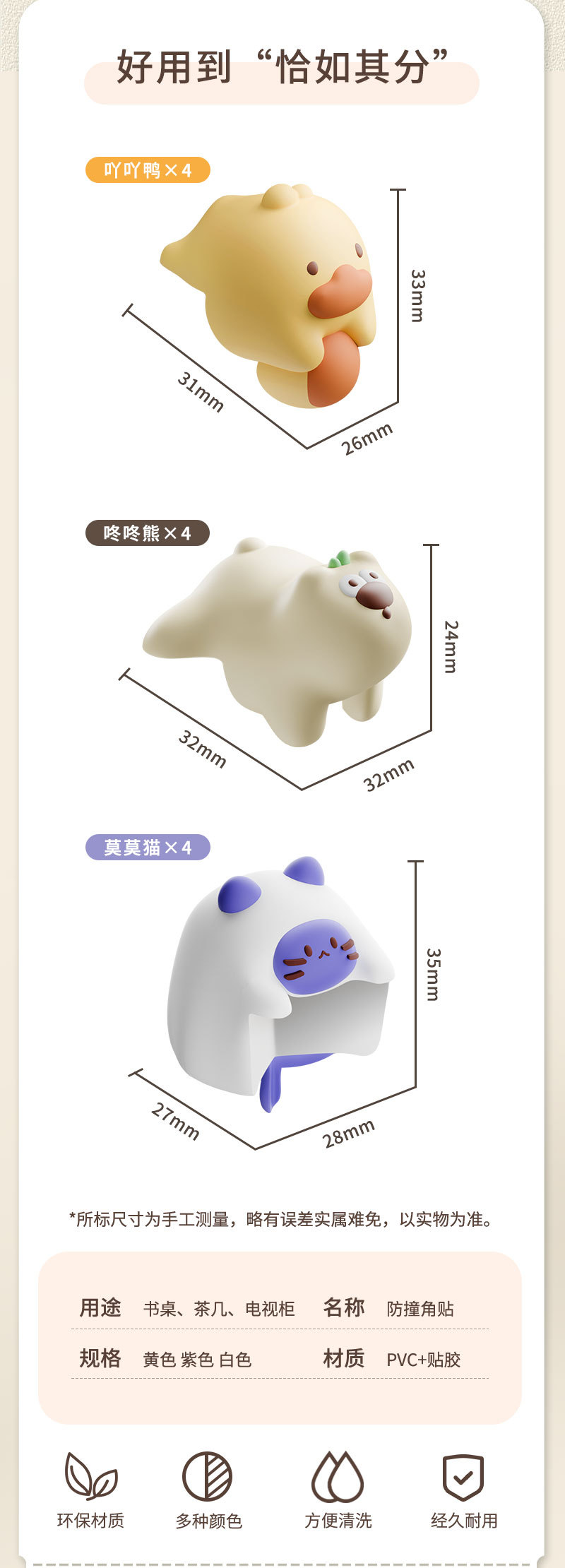  FaSoLa Life 儿童防撞角 莫莫猫【4个装】宝宝防磕碰 安全条 桌子床直角保护防碰撞角
