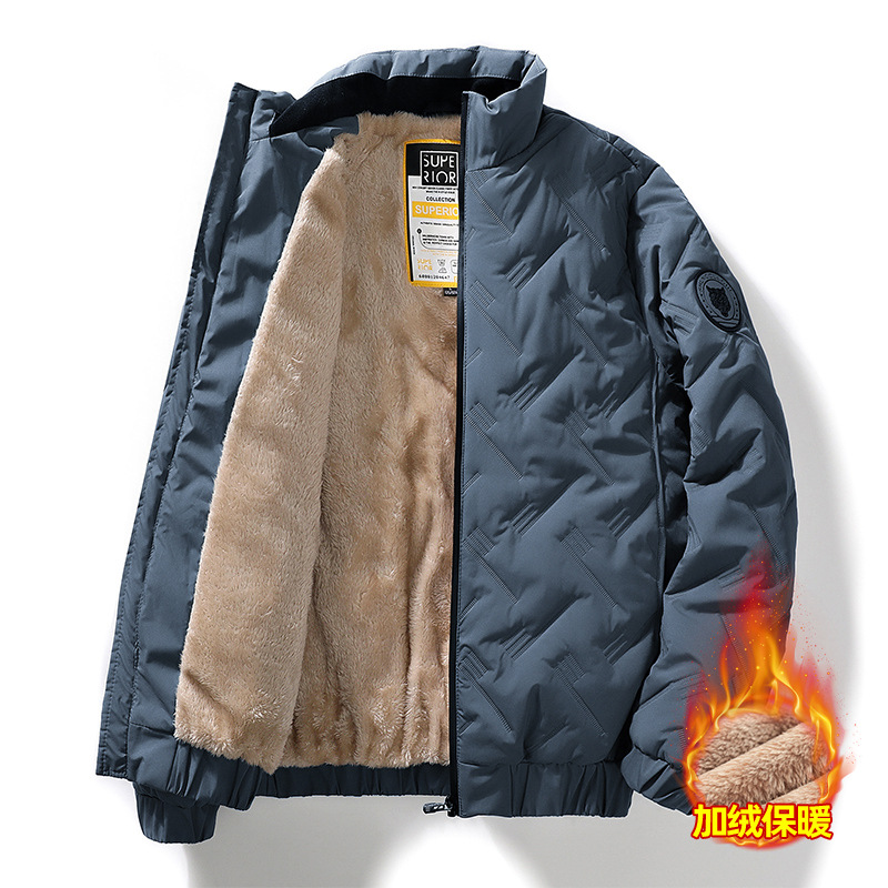 Papá abrigo de invierno de los hombres de mediana edad forrado de lana engrosada chaqueta de los hombres de mediana edad y ancianos abuelo de invierno collar de pie chaqueta caliente