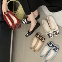 2025 Xiaoxiangfeng Mid-season Kangpeng Bow Ballet Shoes Flat Single Shoes Women's Shoes