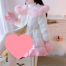 新款渐变小个子冬季中长款大衣甜美2025年白鸭绒羽绒服外套女