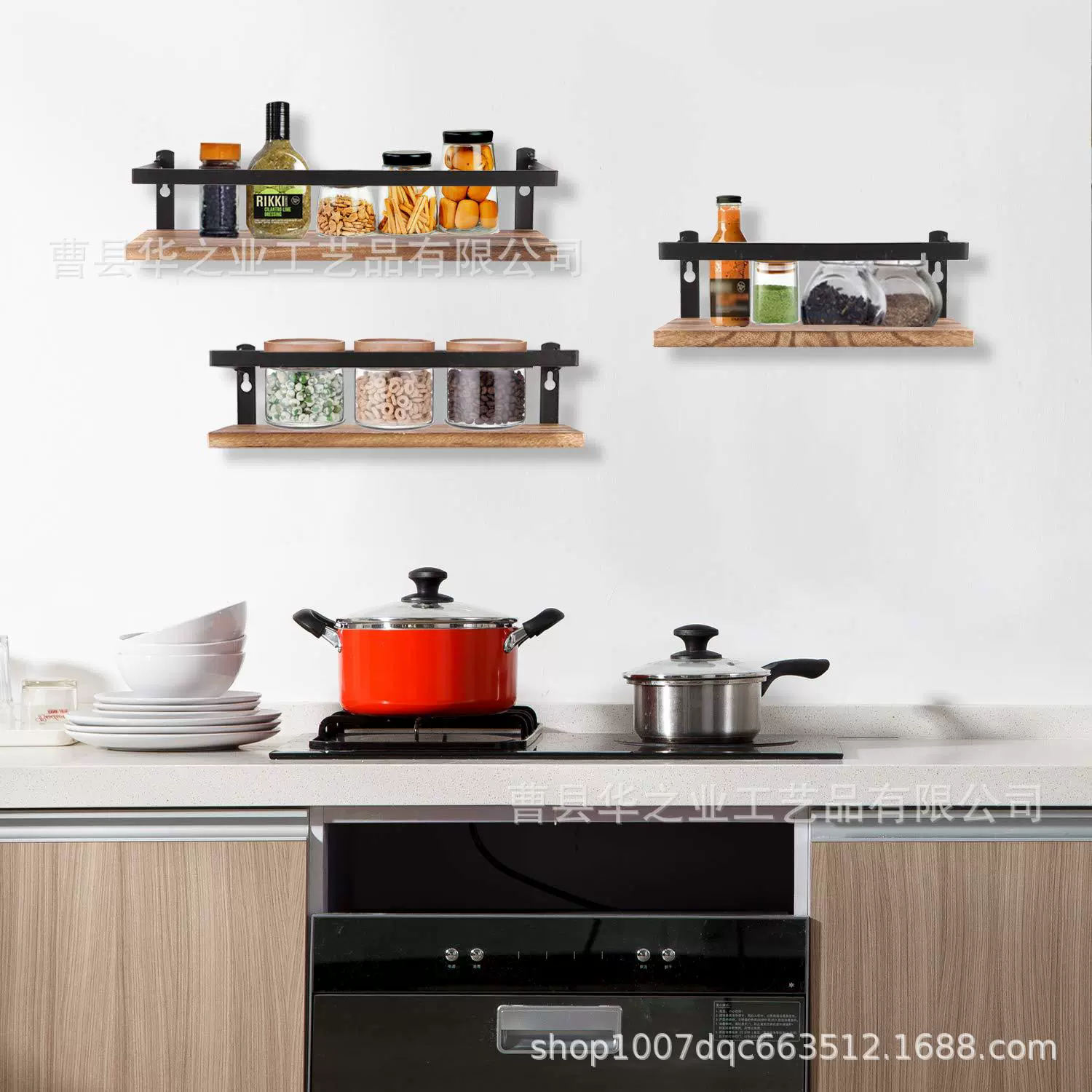 木质墙上收纳架客厅搁板置物架浴室厨房墙角架壁挂式转角架收纳架