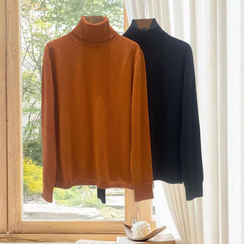 MM Home 2024 Fall/Winter New Women's Merino Wool Cashmere Turtleneck Styliky Inner Base Long Sleeve Sweater