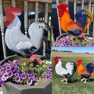 Outdoor Metal Rooster Yard Stake������ٹ��u�ز��b�ͥԺ�ز�