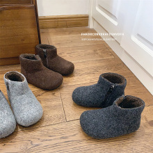 毛呢儿童勃肯鞋2025冬季女童短靴加绒女孩棉靴二棉保暖宝宝靴子潮