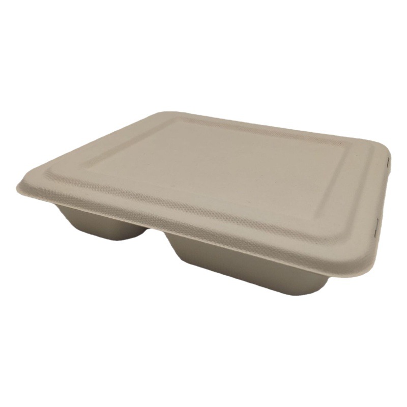 Fábrica verde al por mayor de pulpa de bagazo Pulpa de bambú cuatro rejilla Placa de protección del medio ambiente vajilla desechable degradable compostable