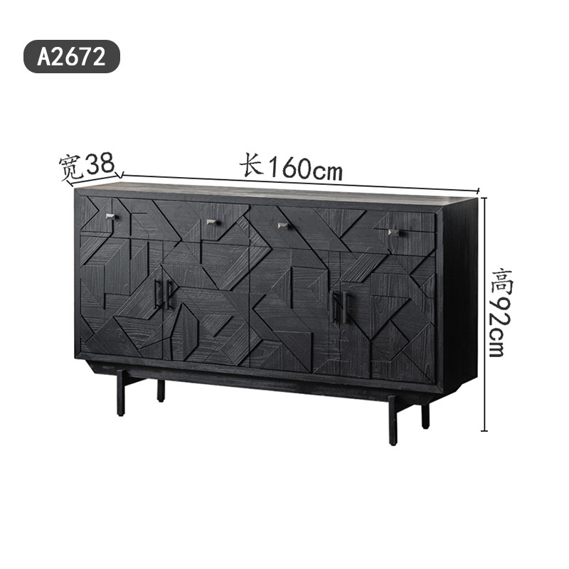 Gabinete de comedor transfronterizo con gabinete de cocina puerta de vidrio contra la pared creativa estantería de piso negro sala de estar mostrador gabinete alto