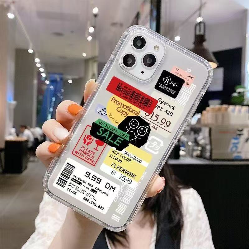 Etiquetas en inglés para iphone16promax funda para teléfono móvil transparente Apple 15 anti-caída 14pro Europa y América 13/12