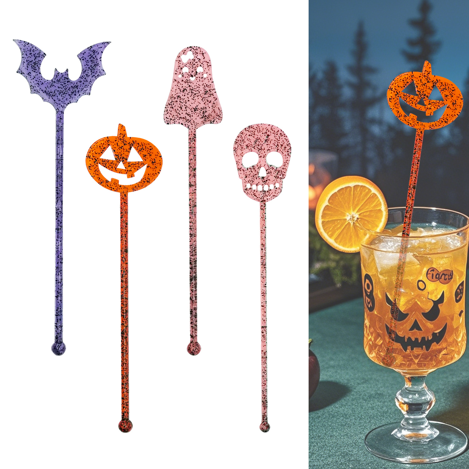 Halloween Mixing Stick Kitchen Coffee Milk Tea Stirrer Stick Pumpkin Bat New Holiday Party Bar Skull