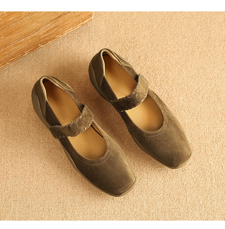 Giày Mary Jane nữ quai ngang khóa T, gót thấp 4 cm, da cừu mềm — đen chi tiết 10