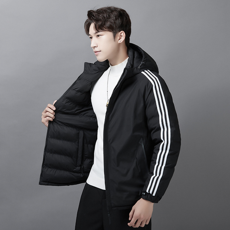 Abrigo de algodón acolchado de doble cara para hombre de invierno Sombrero desmontable Abrigo acolchado de algodón cálido engrosado Abrigo acolchado de algodón para hombre Venta directa de fábrica