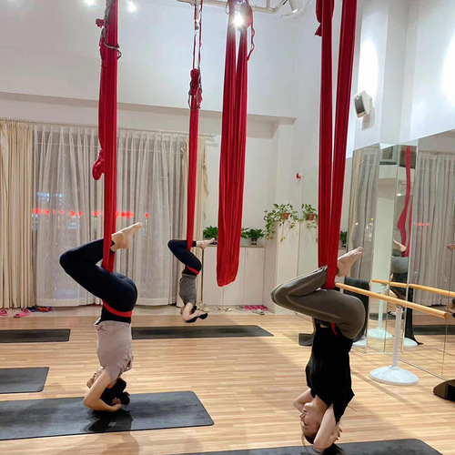 Pure Color Aerial Yoga Hammock Anti-Gravity One-Piece Seamless Elastic Fabric Set Yoga Studio Suspension Rope