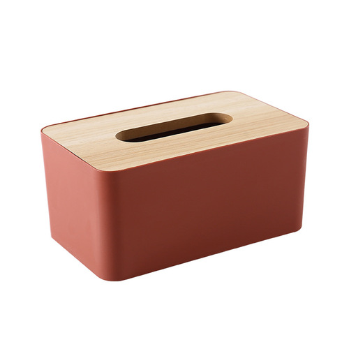 Simple Nordic style tissue box wooden lid paper box solid wood living room remote control storage box creative restaurant paper box