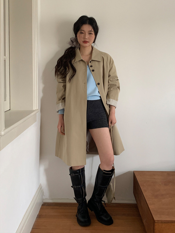 MOXI 十三行女装2025秋季新款韩系配包包休闲长款女式风衣外套女|undefined
