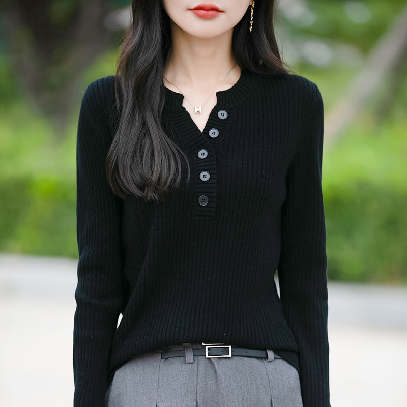 红色V领显瘦针织打底衫女2025秋冬新款洋气内搭大码女装针织毛衣|undefined