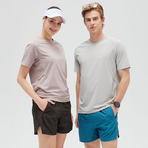 Summer sports t-shirt men's short-sleeved moisture-absorbent quick-drying clothing with back splicing breathable ice silk fitness training t-shirt running shirt