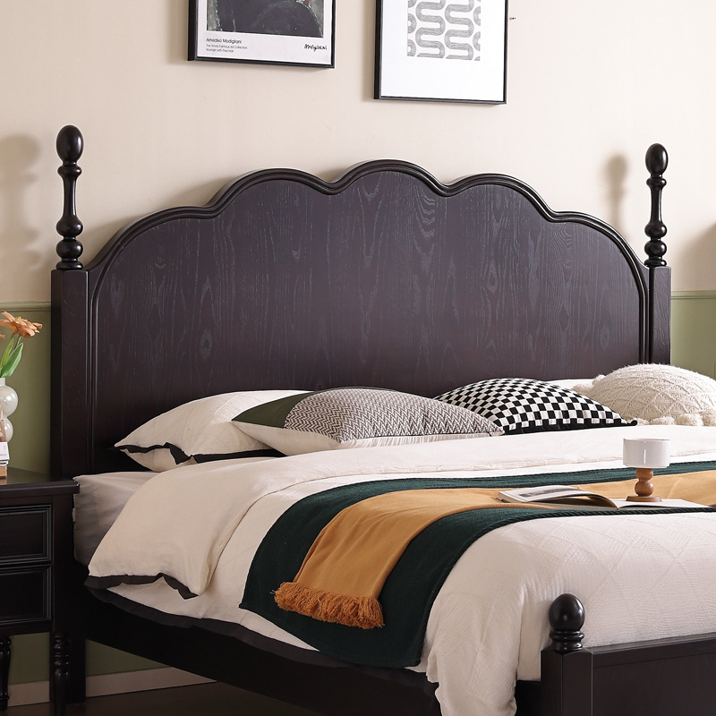 Cama de madera maciza francesa cama de lujo ligera 1m5 retro americana cama doble de gama alta 1m8 cama de estilo medieval