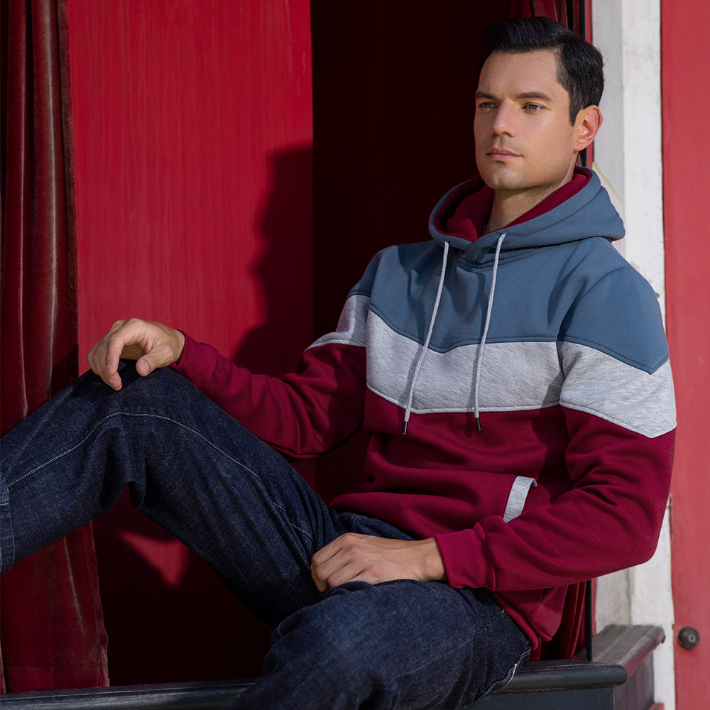 Herrenbekleidung Sweatshirt Herren Herbst und Winter farblich passendes Sweatshirt Retro Trend locker große Größe Pullover Herren_voghion.com