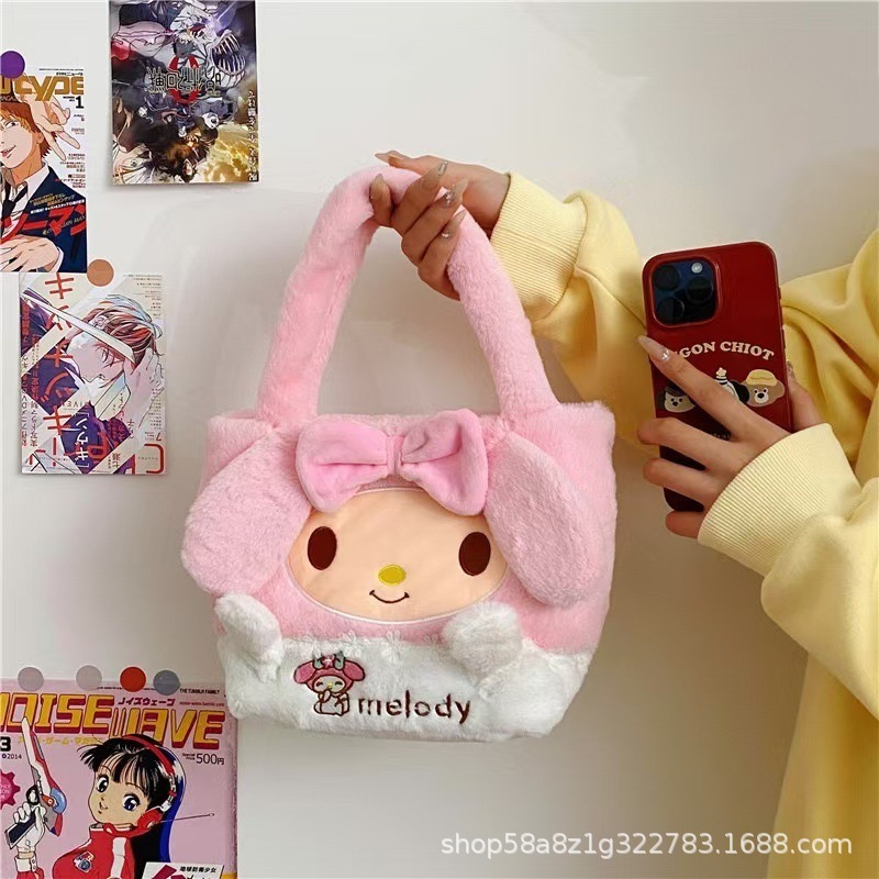 メーカー卸売ベルベットバッグ玩具クロミ斜めショルダーバッグいちご熊ぬいぐるみ日系ハンドバッグサンリオ|undefined
