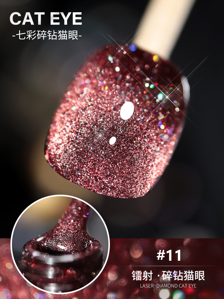 Esmalte de Uñas de Gel Ojo de Gato Láser 2025 Nuevo Arte de Uñas Gel Ojo de Gato Cristal Diamante Brillante