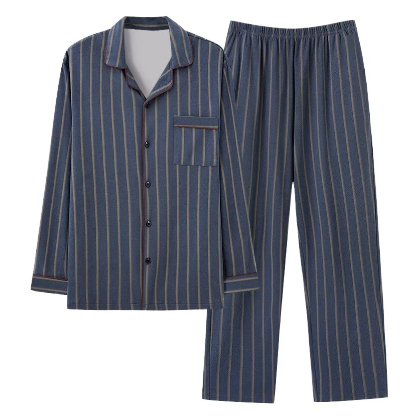 Полосатая пижама мужская весна и осень хлопчатобумажная с длинными рукавами осенью новые сезоны можно носить на улице