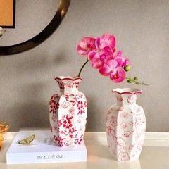 2025新型国風青花紅陶磁器花瓶客間玄関置物引っ越し祭り結婚式の結婚部屋装飾