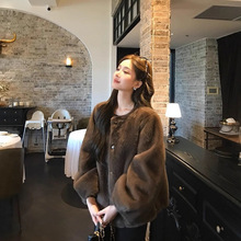 中古风仿水貂短款环保貂皮大衣毛毛皮草外套女2025新款秋冬