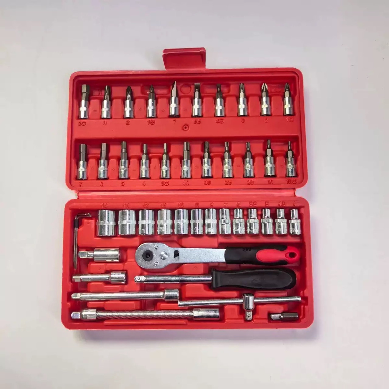 46-Piece Socket Wrench Set for Cars, Motorcycles, and Maintenance, Household Small Hardware Tool Kit Set