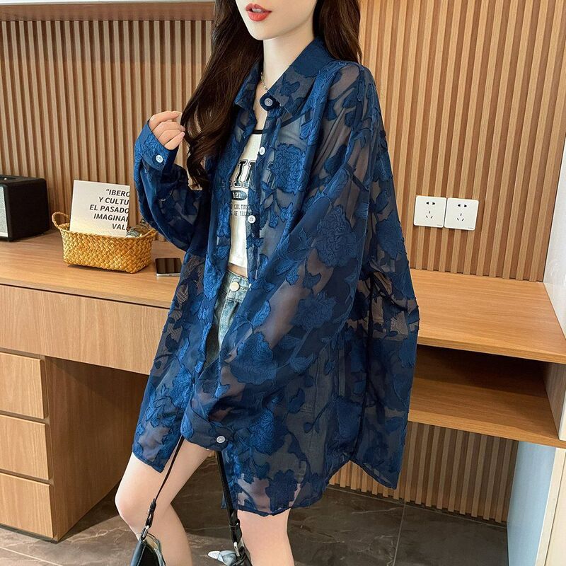 Ice Silk Breathable Thin Chiffon Shirt for Women Summer Plus Size Women's Korean Style Loose Sun Protection Clothing Cardigan Shirt Jacket