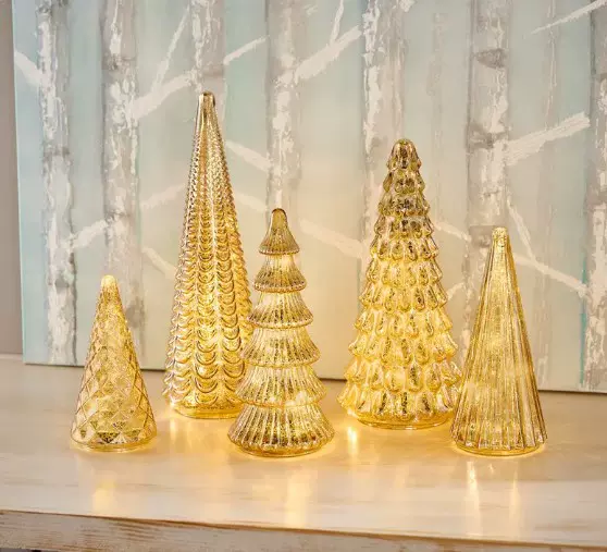 跨境新品Mercury Glass LED Christmas Tree水银玻璃 LED 圣诞树