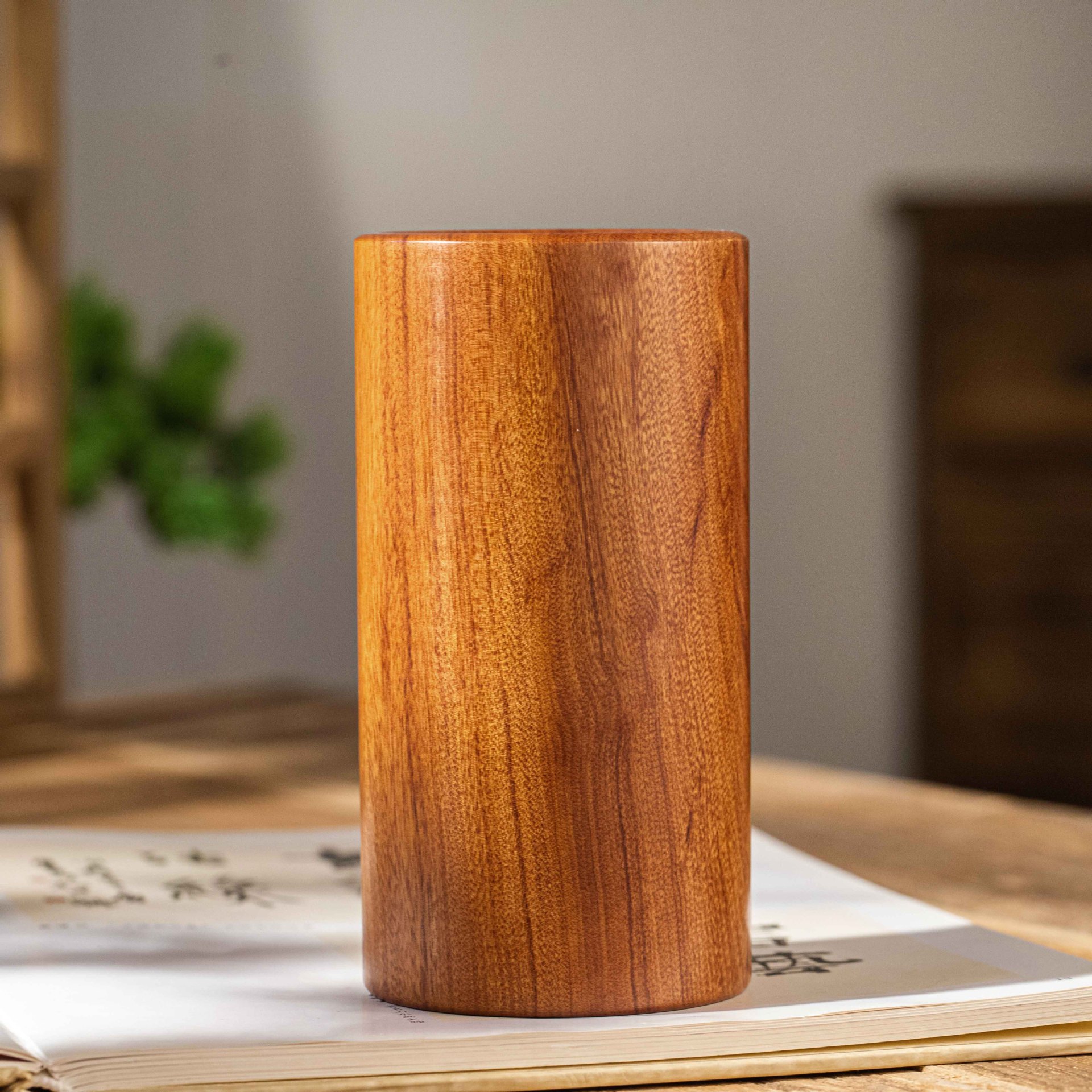 중간 원형 펜 용기 빈 (신 가지 우드)