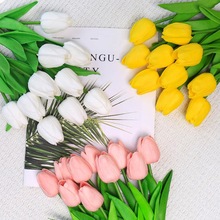 PU仿真迷你郁金香批发家居装饰人造花束植物手捧婚庆假花造景道具