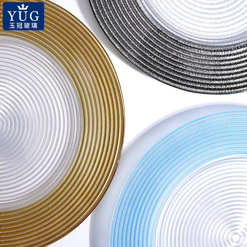 European-style gold-rimmed glass plate gold-plated plate household fruit plate steak plate sample room arrangement Western-style dining plate