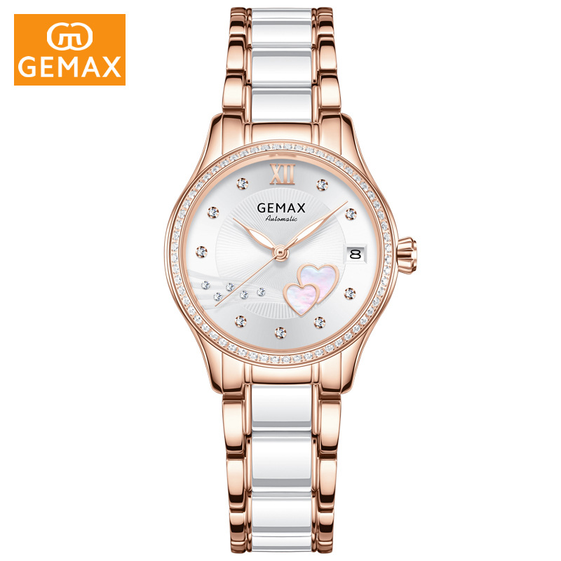 GEMAX/GEMAX Gift Automatic Mechanical Watch Women's Watch Fashion Diamond-encrusted Women's Watch Steel Ceramic Wrist Watch