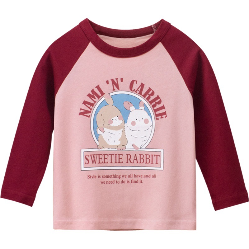 Ropa para niños camiseta de manga larga impresa para niñas otoño nuevo estilo coreano camisa de fondo ropa de bebé entrega de una sola pieza
