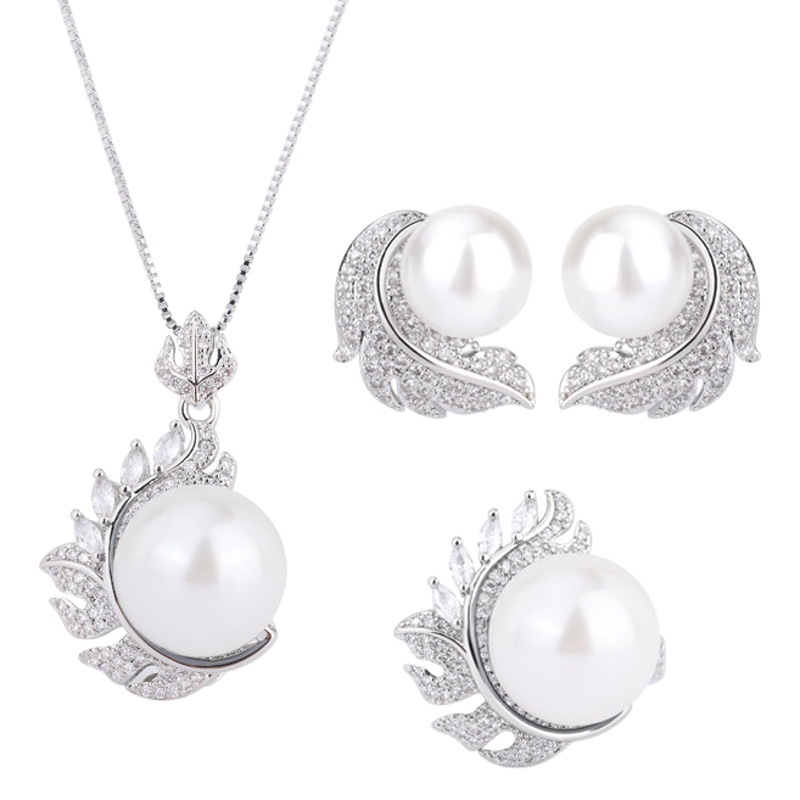 Zhuang Sheng joyería de cobre inferior chapado en oro con incrustaciones fritillary perla de la moda de diamantes incrustados cuentas grises traje creativo 14 mm12mm