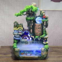 假山流水喷泉摆件招财风水轮鱼缸循环水客厅办公室装饰品开业903