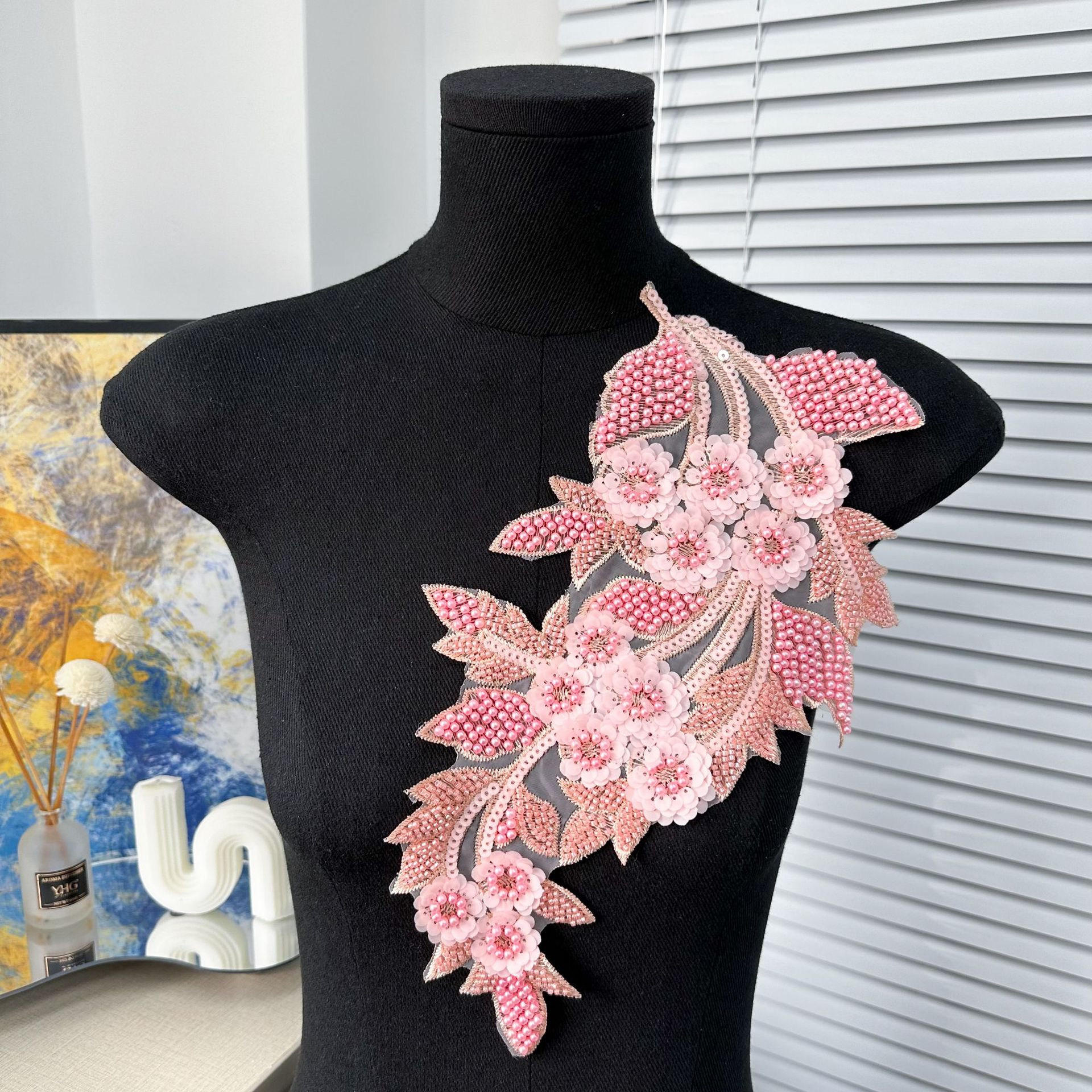 Cuántas perlas bordadas flores de fabricación pesada DIY vestido de boda vestido de noche vestido de baile accesorios de ropa