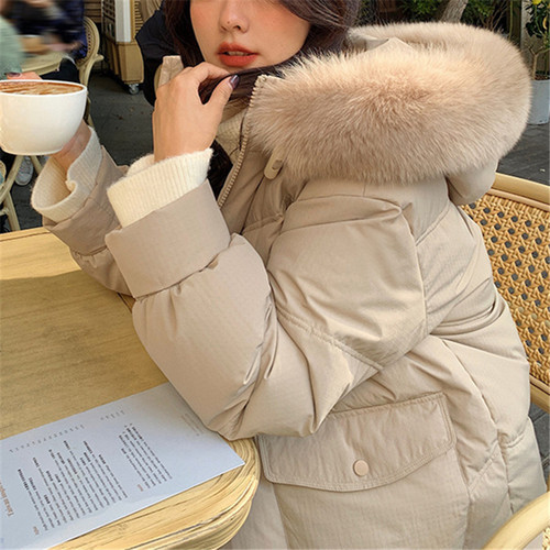 羽绒服女女中长款年新款时尚韩版设计感冬季厚过膝外套