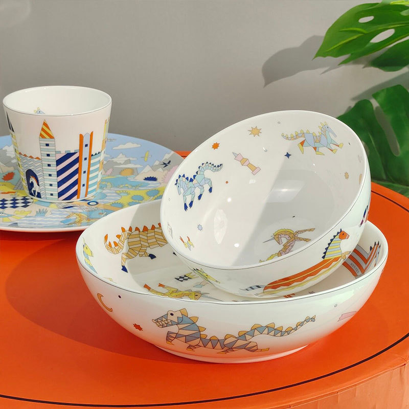 Unicorn ceramic tableware suit bowl dish cup unique children's exquisite creative cartoon cute gift box Unicorn ceramic tableware suit bowl dish cup unique children's exquisite creative cartoon cute gift box