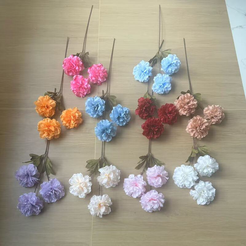 3 Heads of Artificial Peony Flowers for Wedding Arrangements, Large Carnations, Wholesale from Manufacturer, Hibiscus Flowers, Roses
