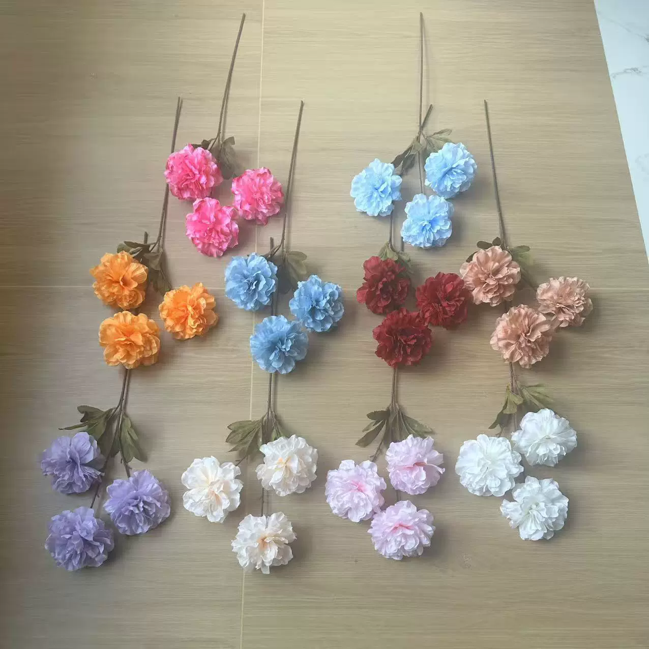 3头香奈仿真花牡丹花婚庆插花假花大朵康乃馨厂家批发芙蓉花玫瑰