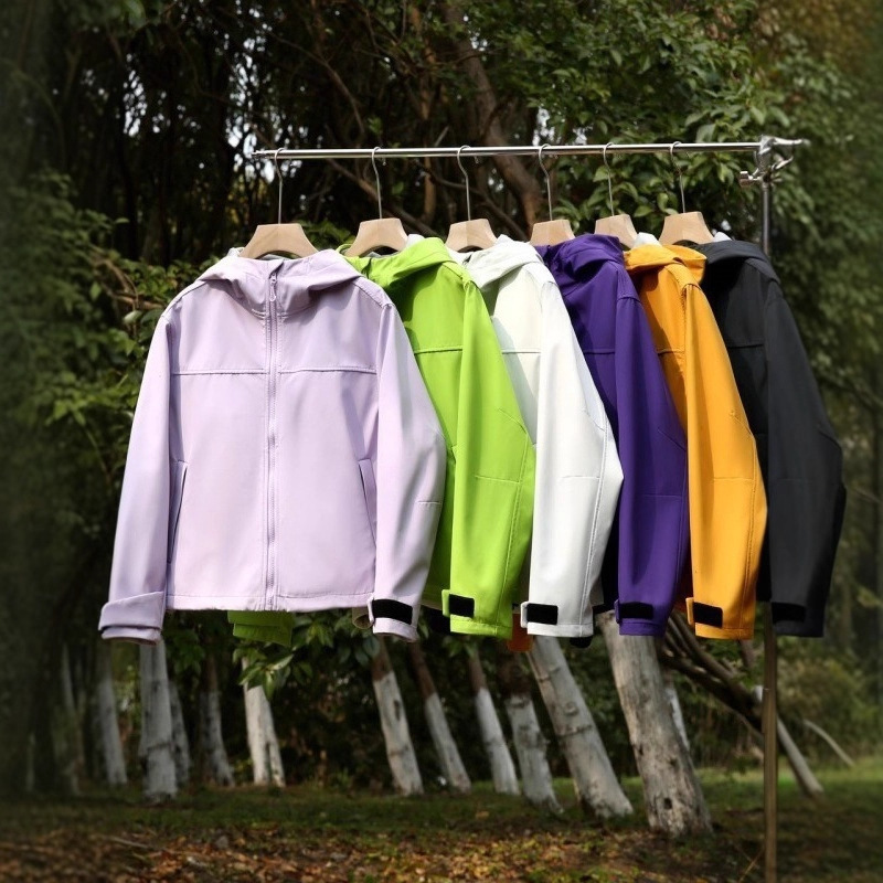 [Longjia Ping Replacement] Outdoor Mountaineering and Hiking Women's Windproof and Splash-Proof Lightweight Colorful Soft Shell Jacket Hooded Jacket
