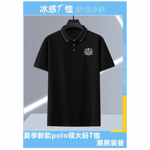 High-end Large Size Polo Shirt Men's Short-sleeved Paul T-shirt Trendy Brand Men's Fat Lass New Loose Half-sleeved 2366