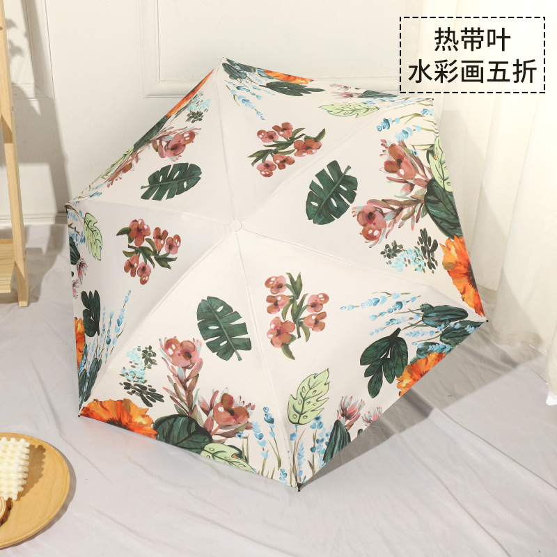 Sombrilla Plegable de Bolsillo con Vinilo Negro y Protección UV para Sol y Lluvia