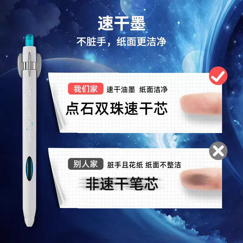 点石滚轮笔，速干弹头，0.5mm