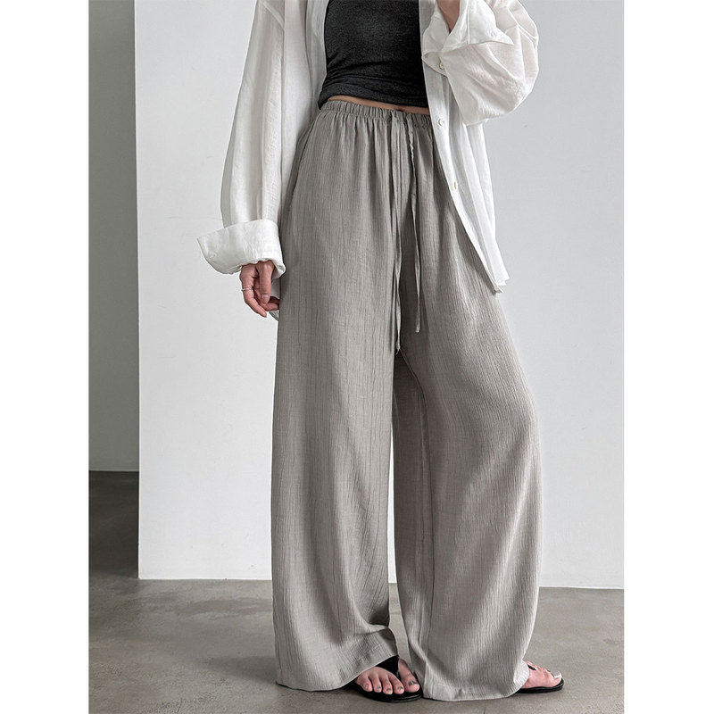 Ns Lightweight Textured Casual Pants for Women 2026 Summer New Straight-Leg Versatile Korean-Style Wide-Leg Pants 3944